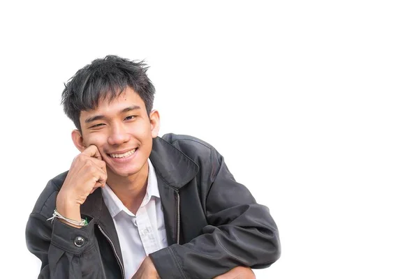 Sonríe Estudiantes de Negocios, hombre guapo en el éxito Sonriente hombre de negocios. sobre fondo blanco . —  Fotos de Stock