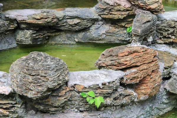 Cachoeira na água do jardim seca — Fotografia de Stock