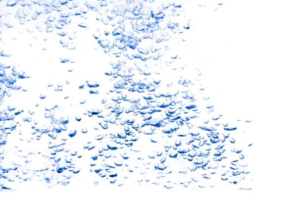 Percikan air Biru dengan gelembung udara, pada latar belakang putih — Stok Foto