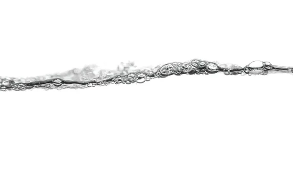 Plusk wody i pęcherzyki powietrza ruchu na białym tle — Zdjęcie stockowe