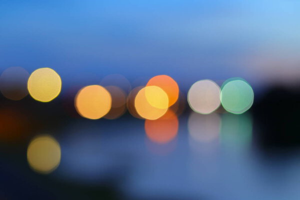 Abstract blurred bokeh colorfu beautiful in night view, with copy space