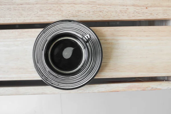 Espresso Caffè sul fondo del pavimento in legno Vista dall'alto — Foto Stock