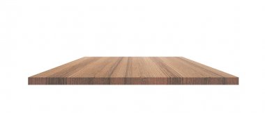 ahşap raf izole beyaz arka plan ve kırpma yolu