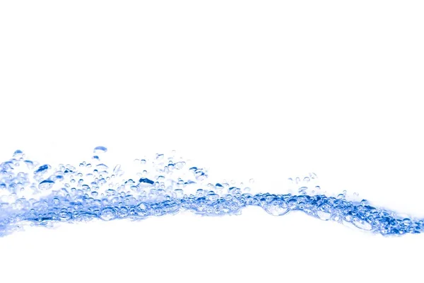 Water splash bubbels Toon beweging op witte achtergrond — Stockfoto