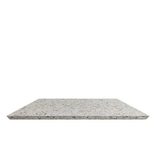 Prateleira Vazia Topo Mesa Balcão Terrazzo Fundo Branco — Fotografia de Stock