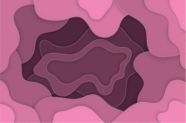 Kağıt kesiği soyut mor ve kenar beyaz kavram arka planı. Vektör çizim şablonu El çizildi
