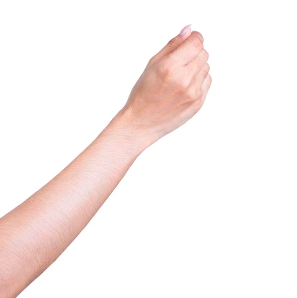 Жінка рука тримає кредитну картку, чистий папір або інший на білому — стокове фото