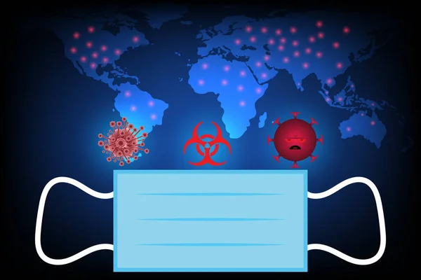 Маска Coronavirus Нападение Мир Предотвратить Концепцию Вируса Covid Ncp 2019 — стоковый вектор