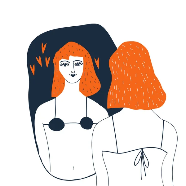 Personnage femme narcissique — Image vectorielle