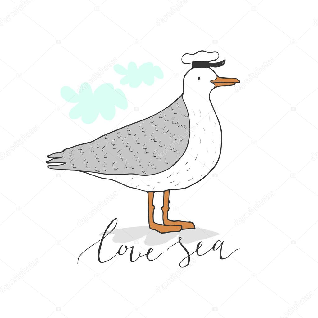 Cartoon sailor seagull