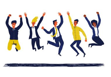 business people jumping. clipart