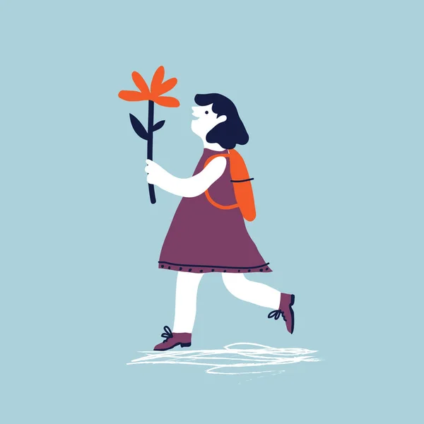 Симпатична дівчина тримає квітку . — стоковий вектор