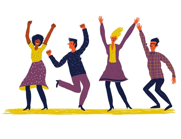 Illustration of dancing people — Stock Vector