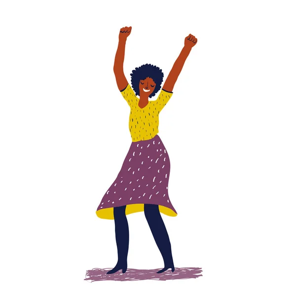Mujer afroamericana bailando — Vector de stock