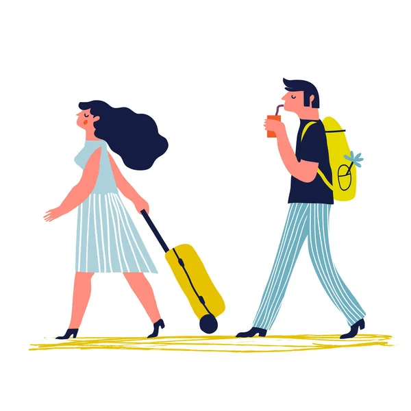 Casal viajando juntos . — Vetor de Stock