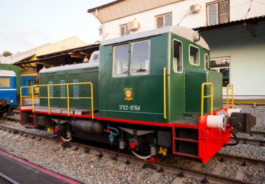 Voronezh, Rusya - 29 Ağustos 2019: Küçük lokomotif TGK-2-1, demiryolu ekipmanlarının retro sergisi, Voronezh