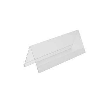 Şeffaf Akrilik masa standı görüntü izole, menü beyaz arka plan için