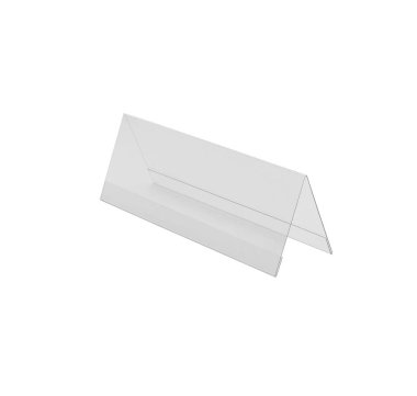 Şeffaf Akrilik masa standı görüntü izole, menü beyaz arka plan için