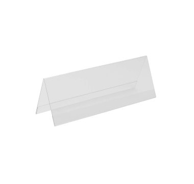 Şeffaf Akrilik masa standı görüntü izole, menü beyaz arka plan için