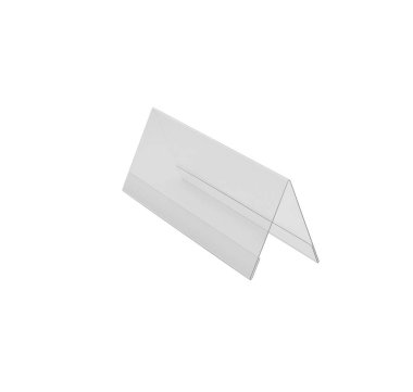 Şeffaf Akrilik masa standı görüntü izole, menü beyaz arka plan için