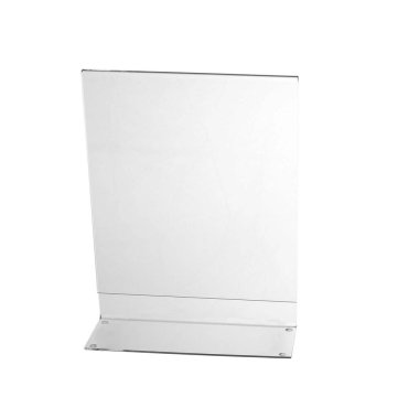 Şeffaf Akrilik masa standı görüntü izole, menü beyaz arka plan için