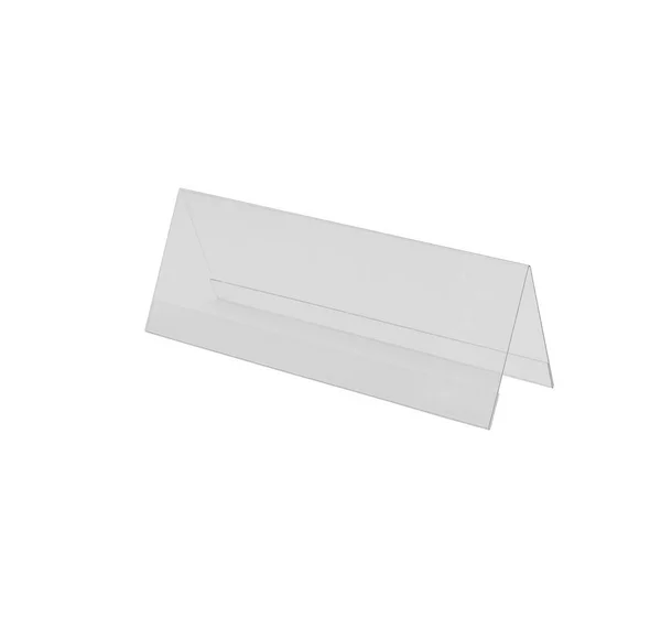 Διαφανές ακρυλικό πίνακα οθόνη περίπτερο για μενού απομονωμένες, λευκό φόντο — Φωτογραφία Αρχείου
