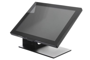 Nokta-in satış sistemi ile beyaz arka plan üzerinde ekran monitör