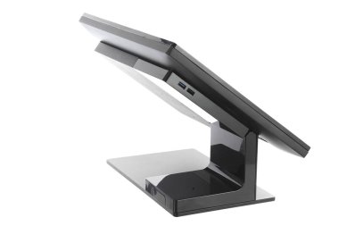 Nokta-in satış sistemi ile beyaz arka plan üzerinde ekran monitör