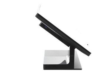 Nokta-in satış sistemi ile beyaz arka plan üzerinde ekran monitör