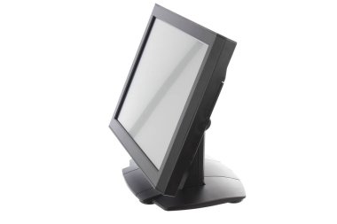 Nokta-in satış sistemi ile beyaz arka plan üzerinde ekran monitör