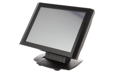 Nokta-in satış sistemi ile beyaz arka plan üzerinde ekran monitör