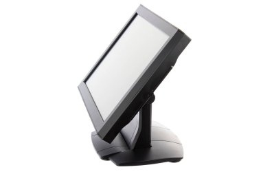 Nokta-in satış sistemi ile beyaz arka plan üzerinde ekran monitör