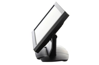 Nokta-in satış sistemi ile beyaz arka plan üzerinde ekran monitör