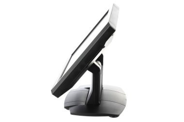 Nokta-in satış sistemi ile beyaz arka plan üzerinde ekran monitör