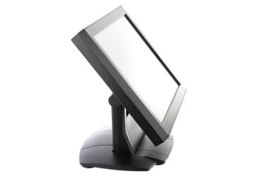 Nokta-in satış sistemi ile beyaz arka plan üzerinde ekran monitör