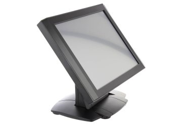 Nokta-in satış sistemi ile beyaz arka plan üzerinde ekran monitör