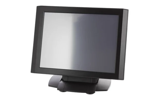 Sistema de punto de venta con monitor de pantalla sobre fondo blanco —  Fotos de Stock