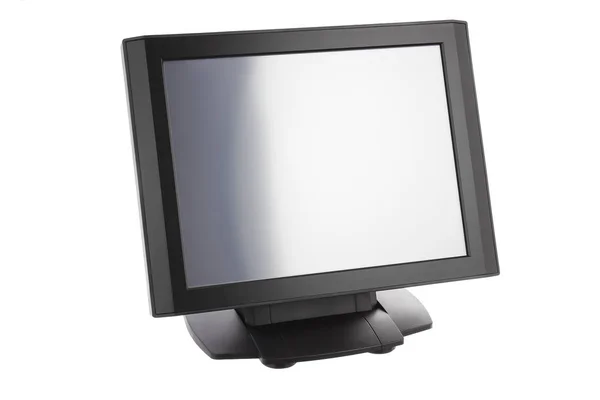 白い背景の画面モニターとポイントの販売システム — ストック写真