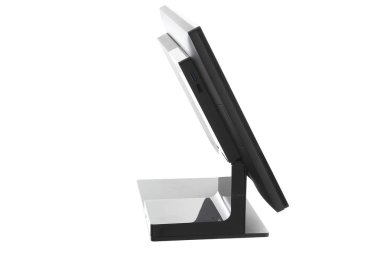 Nokta-in satış sistemi ile beyaz arka plan üzerinde ekran monitör