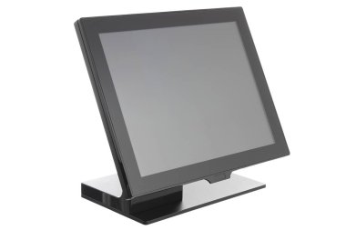 Nokta-in satış sistemi ile beyaz arka plan üzerinde ekran monitör