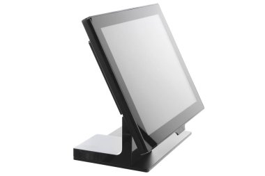 Nokta-in satış sistemi ile beyaz arka plan üzerinde ekran monitör