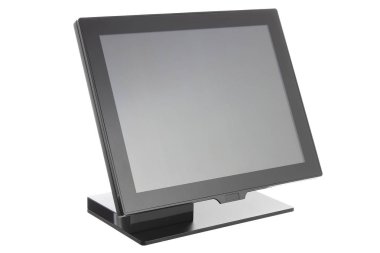 Nokta-in satış sistemi ile beyaz arka plan üzerinde ekran monitör