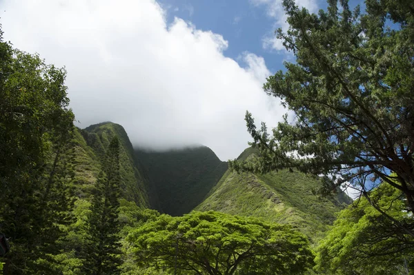 Montagne del Maui occidentale aumentano nelle nuvole — Foto Stock