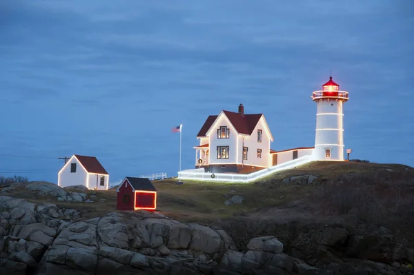 Maine Lighthouse Shine Bright for the Holiday Season — Stock Photo, Image