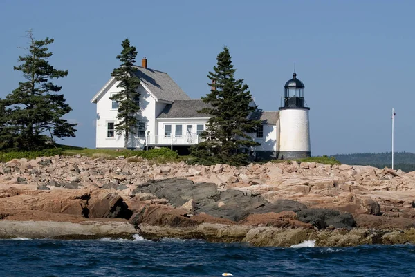 Zimní přístav maják v národním parku Acadia, Maine — Stock fotografie