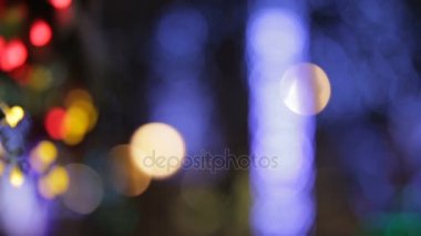 Yeni yıl ve Noel sokak dekorasyon bulanık arka plan