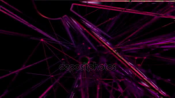 Абстрактный голубой геометрический фон с движущимися линиями и точками — стоковое видео