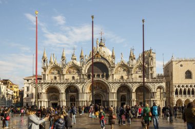 San Marco Bazilikası'nın ve St Mark's meydanından Venedik, İtalya, 2016