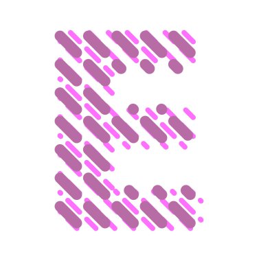 Çizgili latin alfabesi harfi E. kuluçkalık yazı tipi