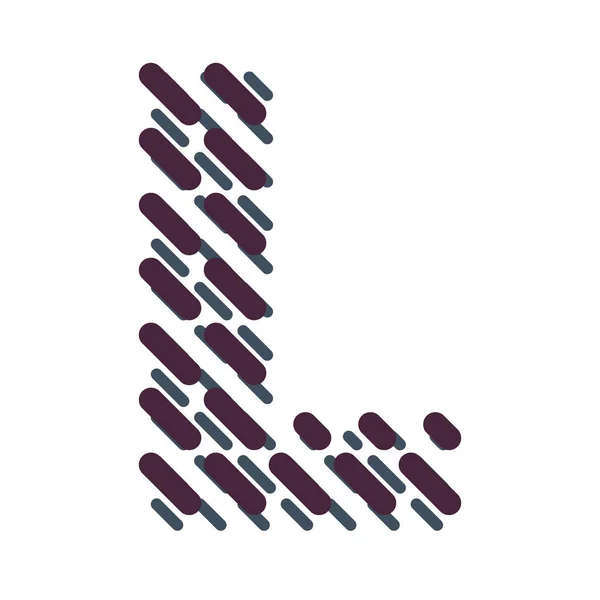 Gestreepte Latijnse alfabet letter L. broedeieren lettertype — Stockvector